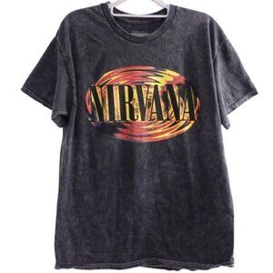 Nirvana Women's Short Sleeve Graphic Tee  Shirt Black Size L Grunge Streetwear